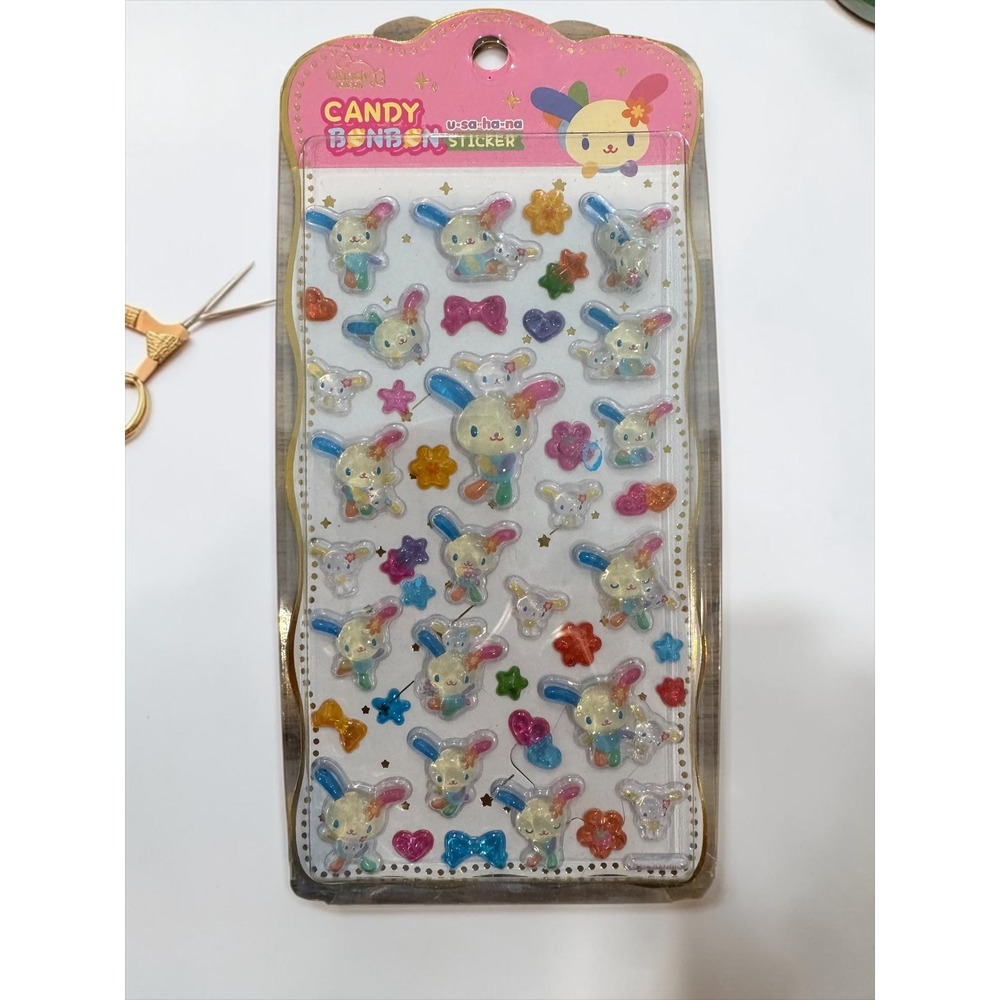 Sanrio Usahana Candy Bonbon 3D Bling Puffy Stickers Kawaii Bunny Stationery NEW